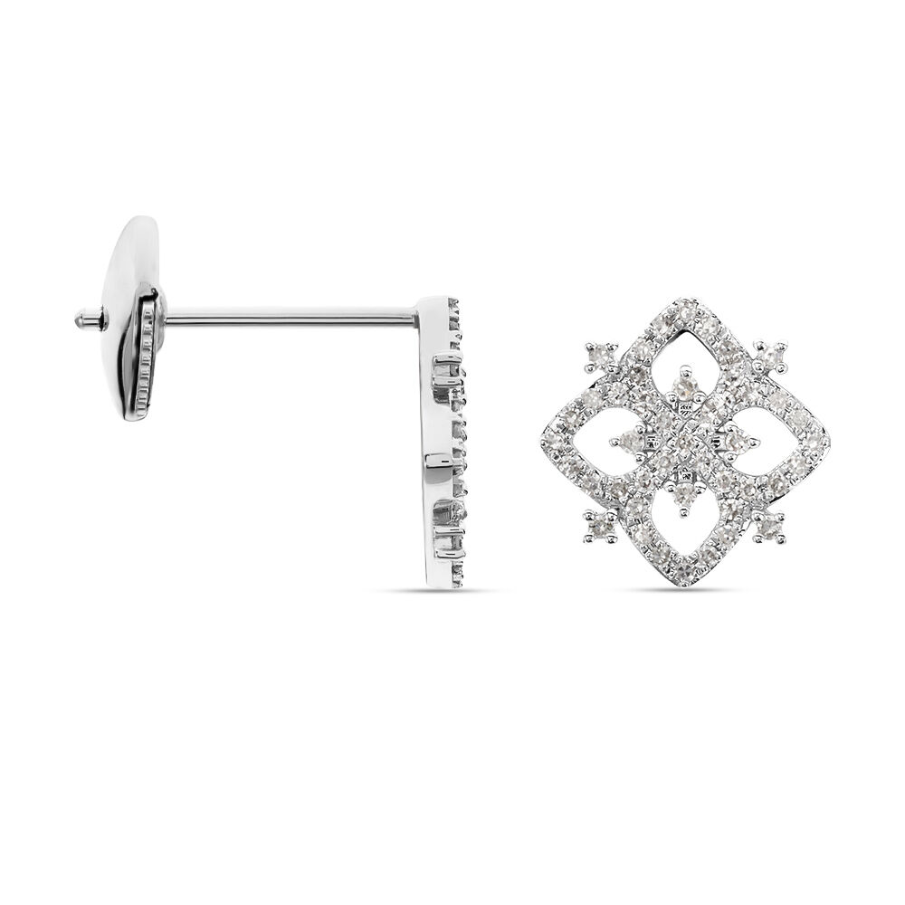 Boucles D'oreilles Puces Vasya Or Blanc Diamant - Puces Femme | Marc Orian