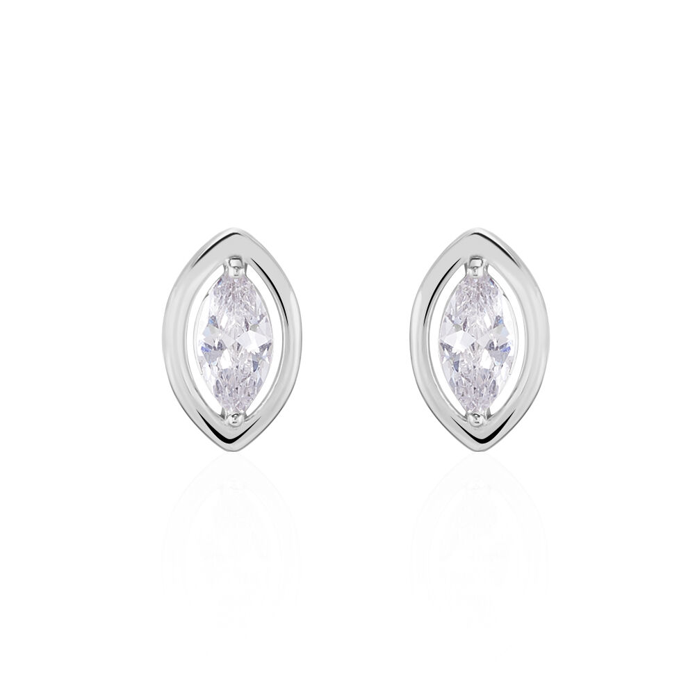 Boucles D'oreilles Puces Arone Argent Blanc Oxyde De Zirconium - Pendantes Femme | Marc Orian