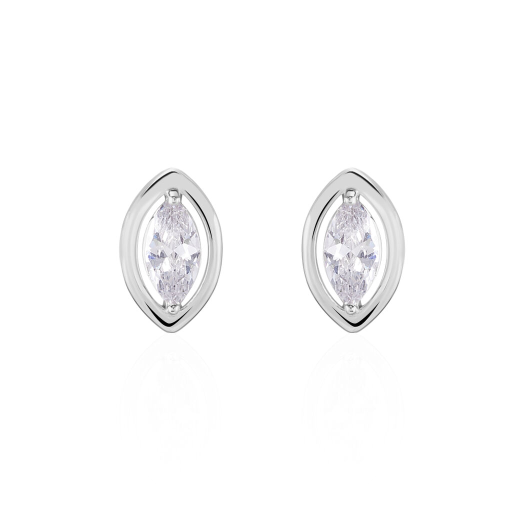 Boucles D'oreilles Puces Arone Argent Blanc Oxyde De Zirconium - Pendantes Femme | Marc Orian