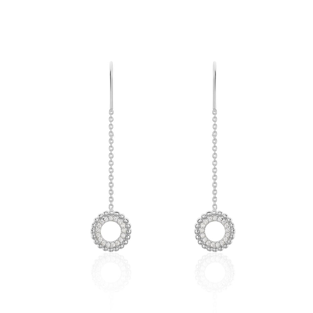 Boucles D'oreilles Pendantes Florenzia Argent Blanc Oxyde De Zirconium - Pendantes Femme | Marc Orian
