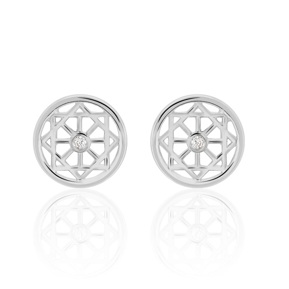 Boucles D'oreilles Puces Peinda Argent Blanc Oxyde De Zirconium - Puces Femme | Marc Orian