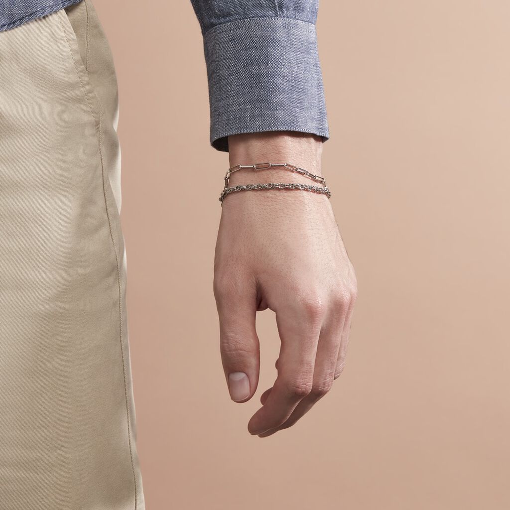 Bracelet Argent Blanc Livio - Bracelets mailles Homme | Marc Orian