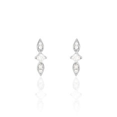 Boucles D'oreilles Puces Art Deco Or Blanc Diamant - Clous d'oreilles Femme | Marc Orian