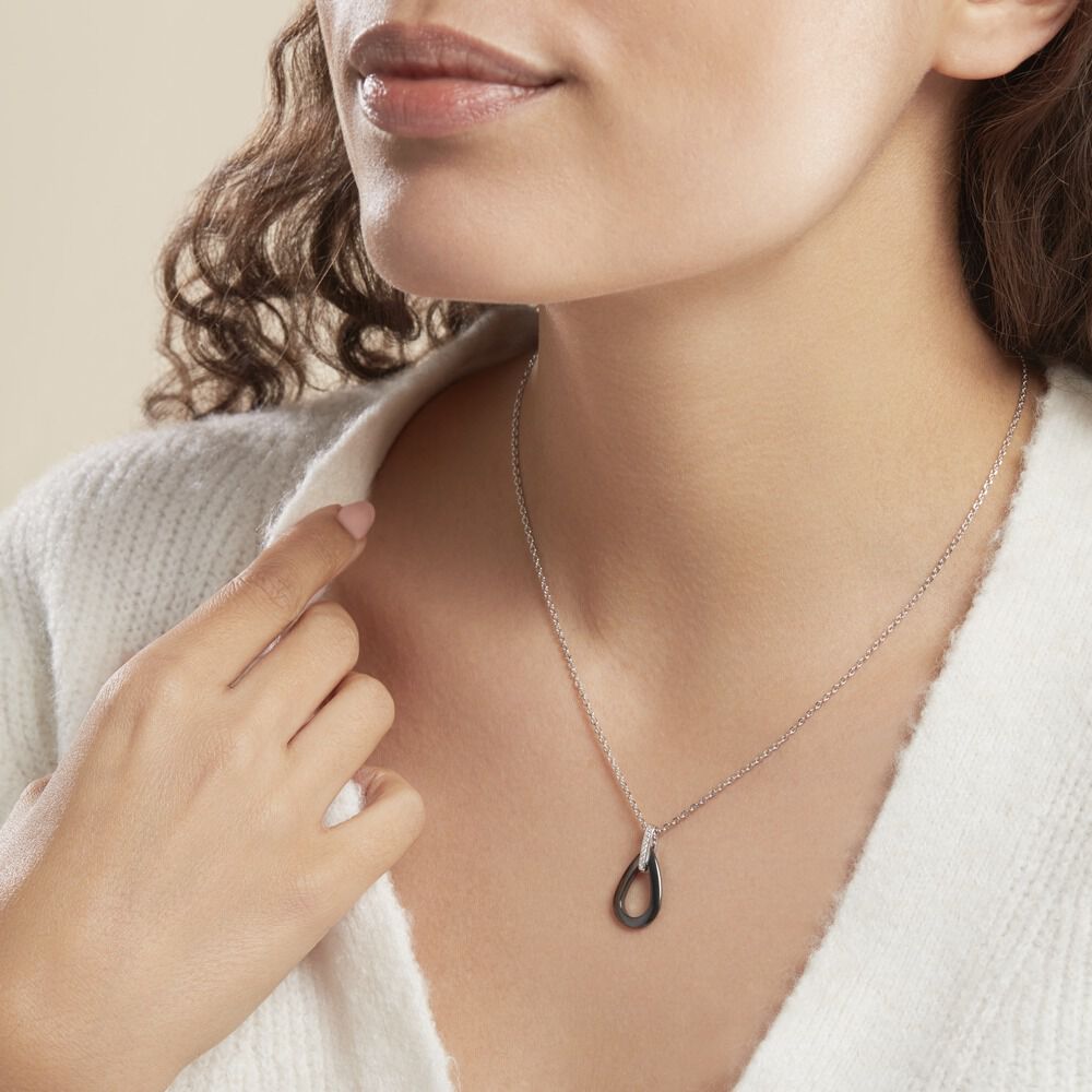 Collier Amaris Argent Blanc Céramique Et Oxyde De Zirconium - Colliers avec pierres Femme | Marc Orian