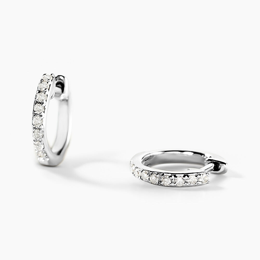 Mini Créoles Or Blanc Aryanna Diamants -  Femme | Marc Orian