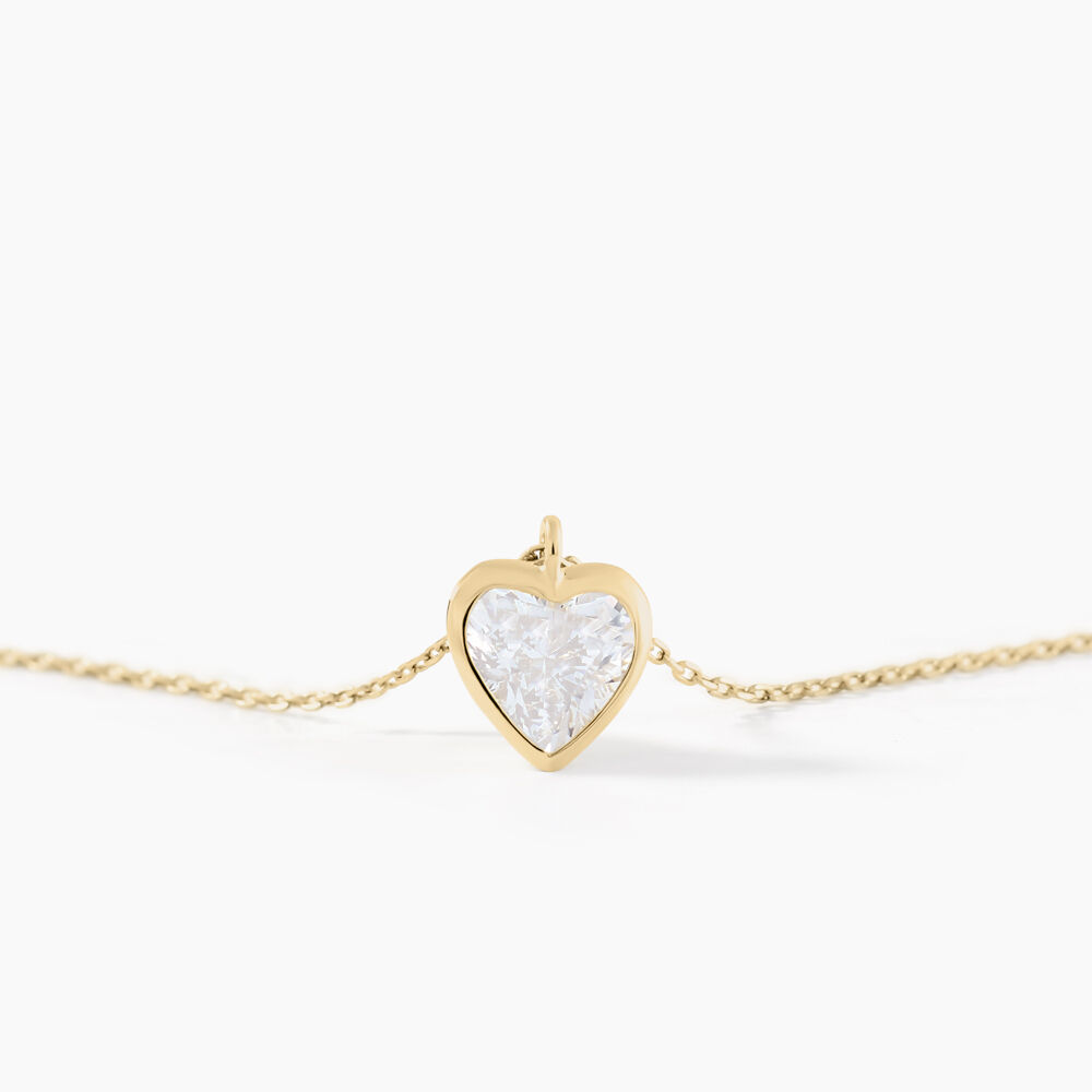 Collier Coeur Serti Clos Or Jaune Oxyde De Zirconium - Colliers avec pierres Femme | Marc Orian