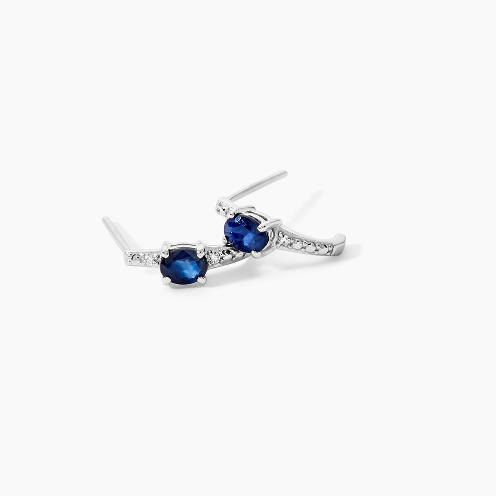 Demi Cr&eacute;oles Barrett Or Blanc Saphir Diamant - Cr&eacute;oles Femme | Marc Orian