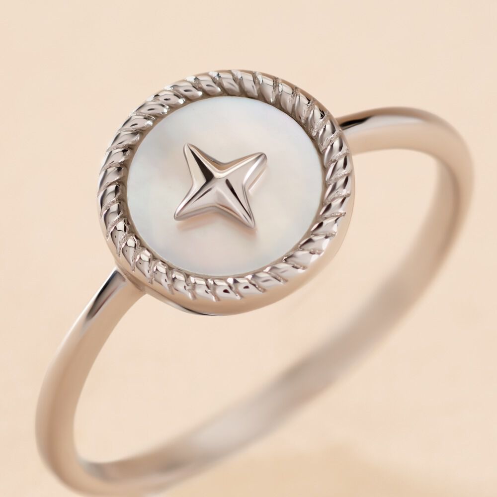 Bague Izarra Argent Blanc Nacre - Bagues de promesse Femme | Marc Orian