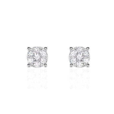 Boucles D'oreilles Puces Charlene Or Blanc Diamant Synthetique - Puces Femme | Marc Orian
