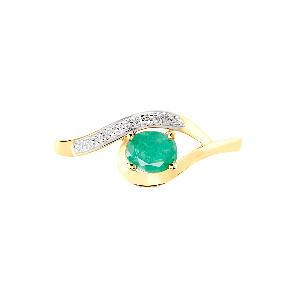 Bague Sagesse Or Jaune Emeraude Et Diamant - Bagues vintage Femme | Marc Orian