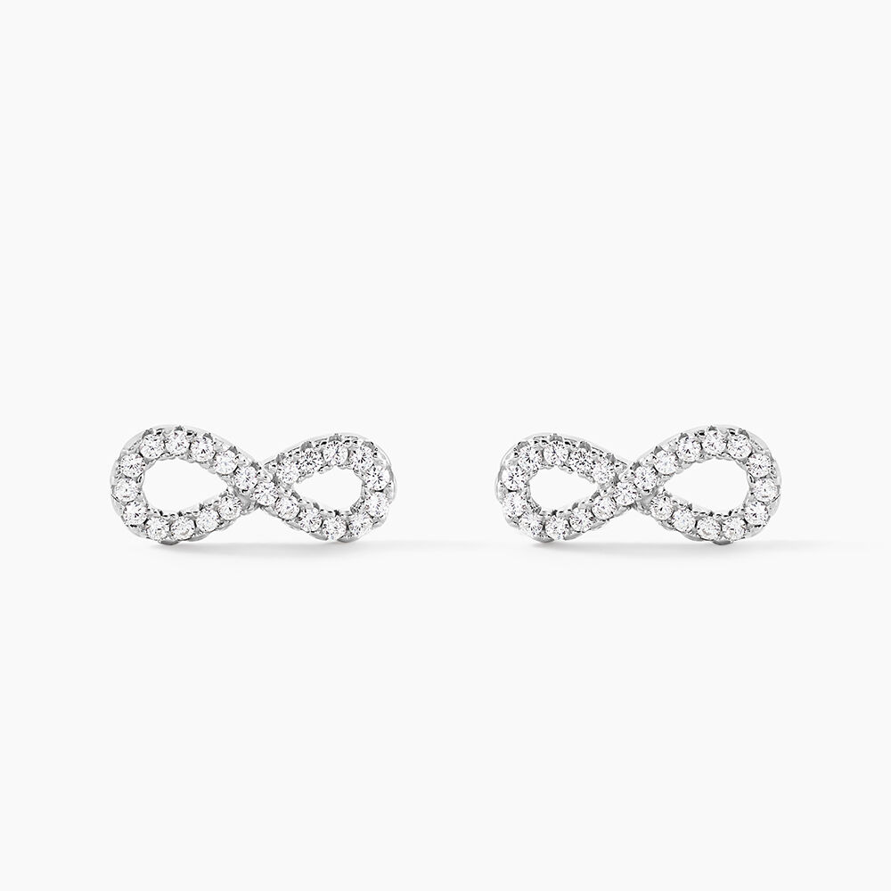 Boucles D'oreilles Puces Cl&eacute;lia Argent Blanc Oxyde De Zirconium - Puces Femme | Marc Orian