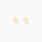 Boucles D'oreilles Puces Dot Coeur Plein Or Jaune Oxyde De Zirconium - Puces Femme | Marc Orian