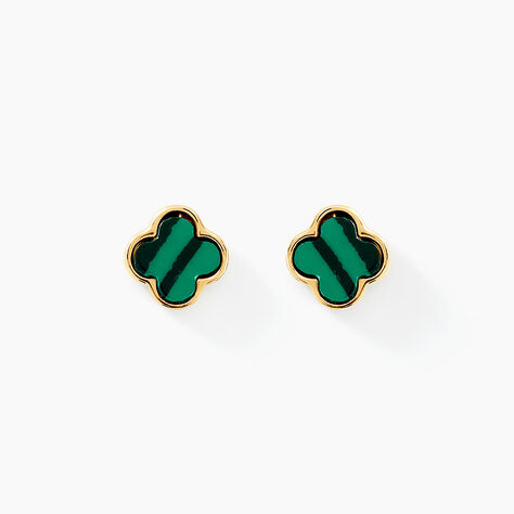 Boucles D'oreilles Puces Stellya Or Jaune Malachite - Puces Femme | Marc Orian