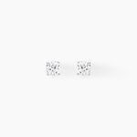 Boucles D'oreilles Puces 4 Griffes Or Blanc Diamant Synthetique - Puces Femme | Marc Orian