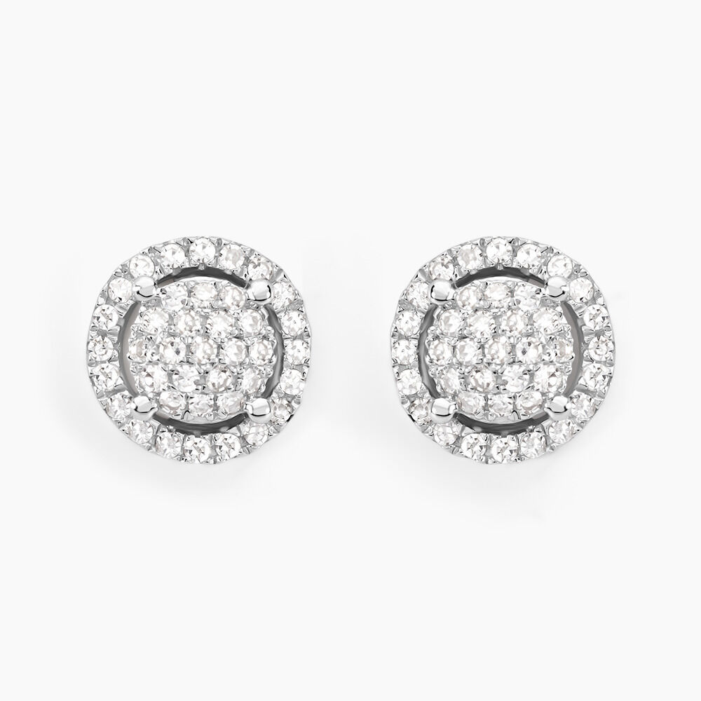 Boucles D'oreilles Puces Soleil D'hiver Or Blanc Diamant - Puces Femme | Marc Orian