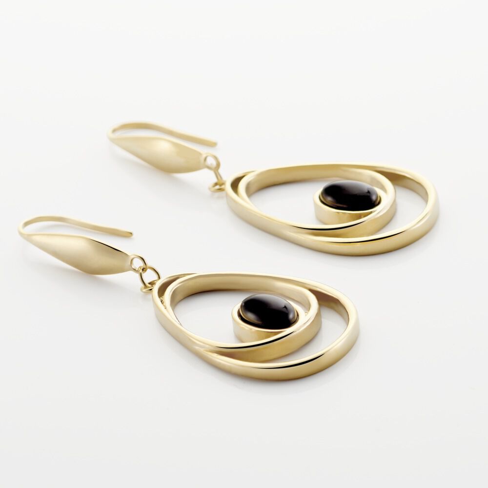 Boucles D'oreilles Pendantes Acier Doré Ruben Agate - Pendantes Femme | Marc Orian