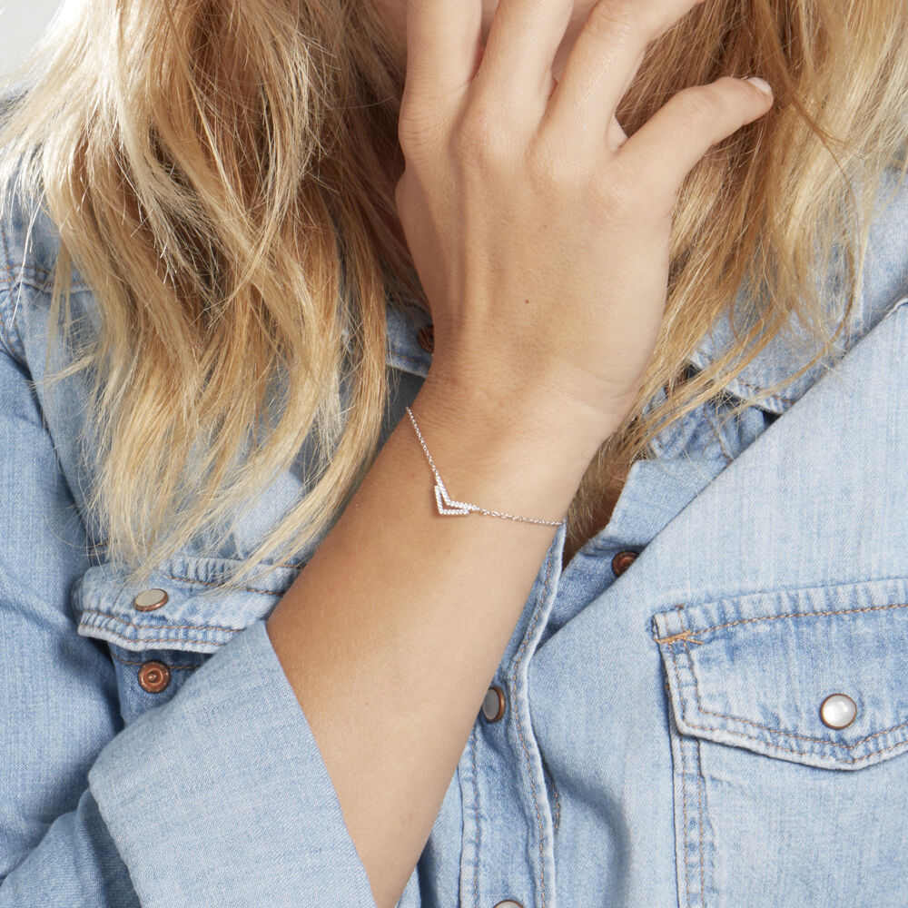 Bracelet Dayen Argent Blanc Oxyde De Zirconium - Bracelets chaînes Femme | Marc Orian