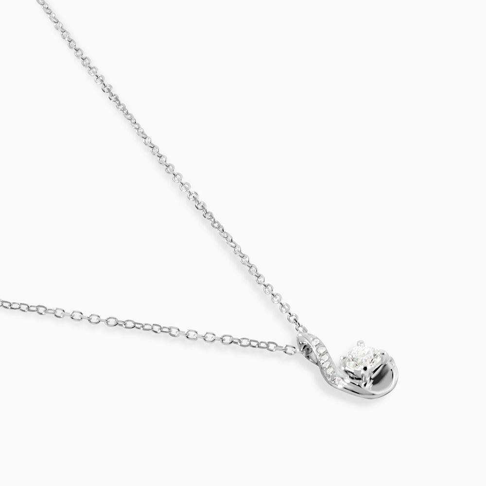 Collier Vrille Accompagnee Or Blanc Diamant - Colliers avec pierres Femme | Marc Orian