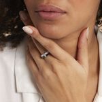 Bague Barette Bicolore Ceramique Argent Blanc Oxyde De Zirconium - Bijoux fantaisie Femme | Marc Orian