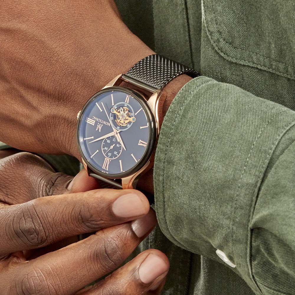 Montre Montignac Round Automatique Noir - Montres automatiques Homme | Marc Orian