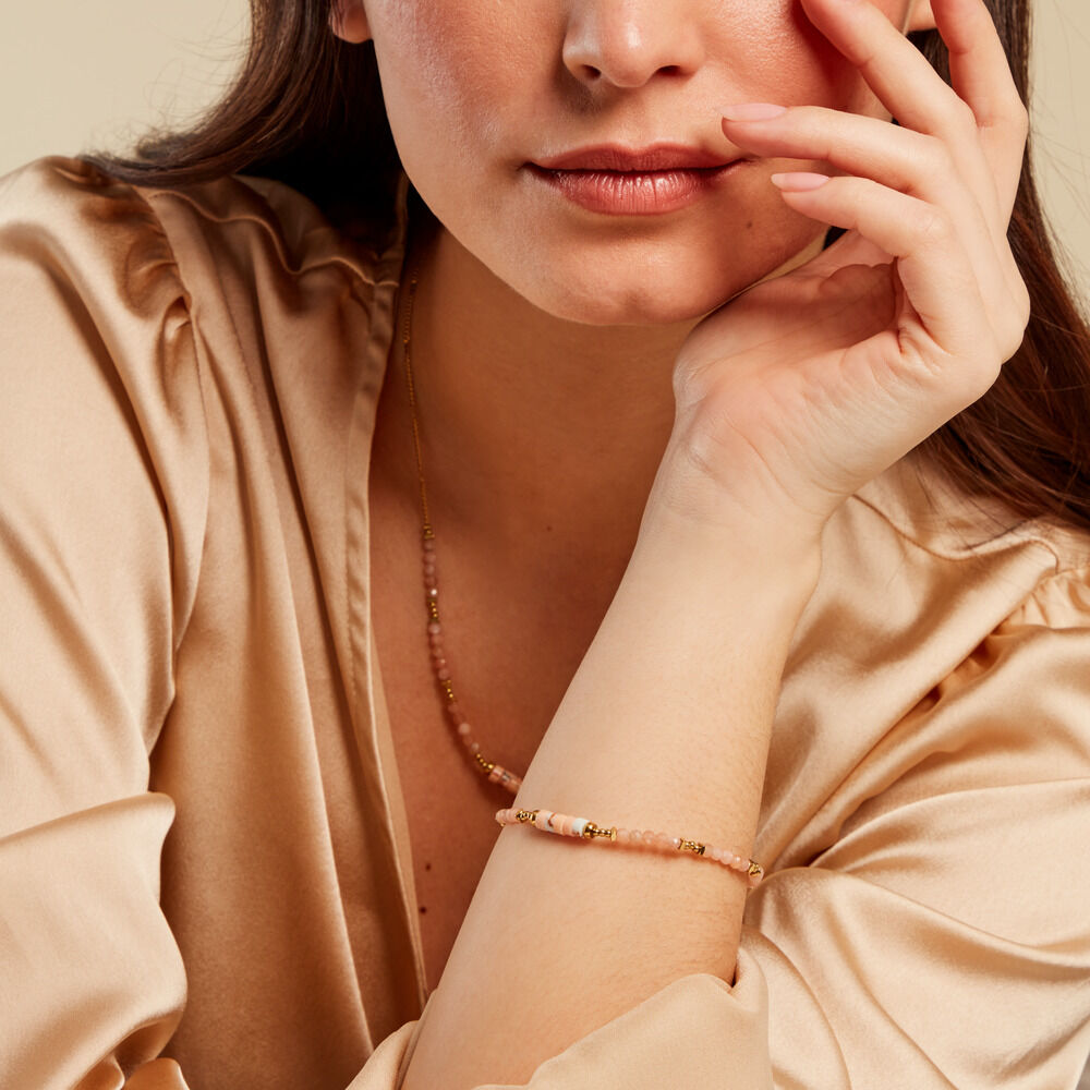 Bracelet Acier Jaune Pierre De Synthese Turquoise - Bracelets Elastique Femme | Marc Orian
