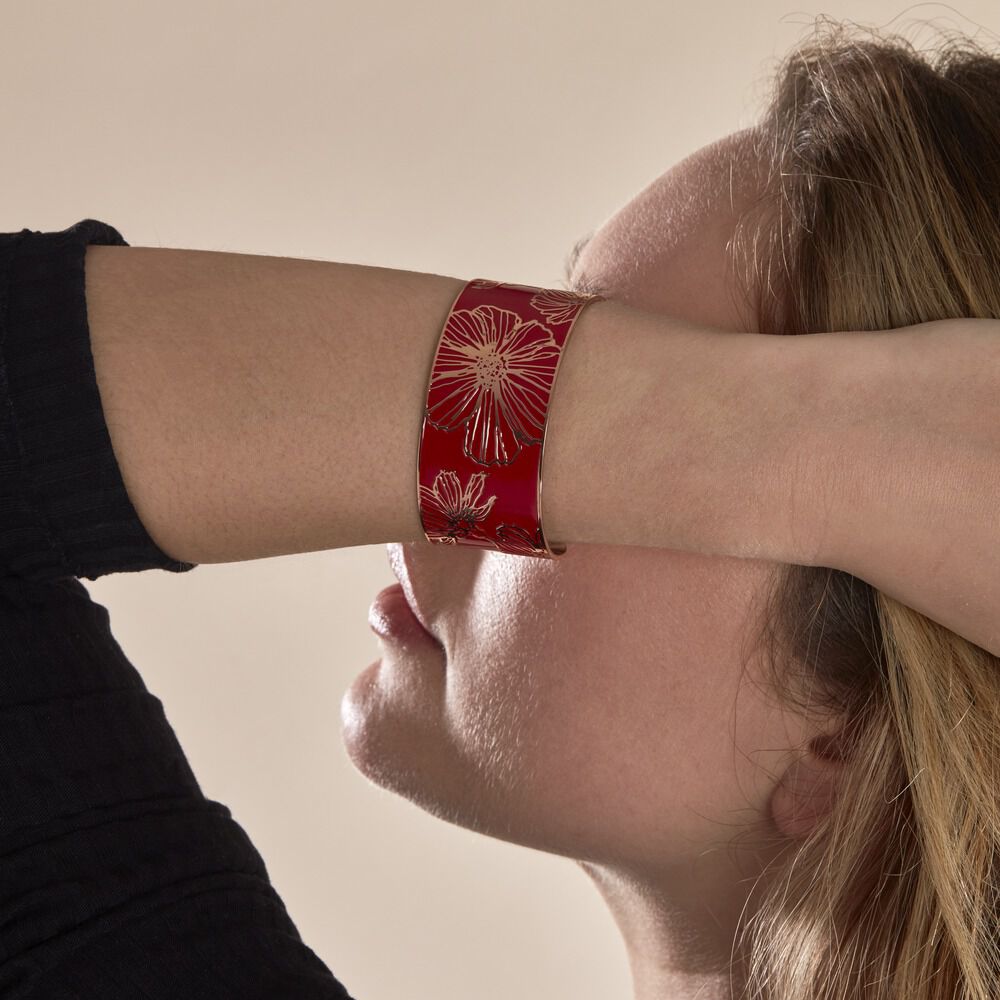 Bracelet Jonc Willem Acier Rose Smalto Rouge - Bracelets Boheme Femme | Marc Orian
