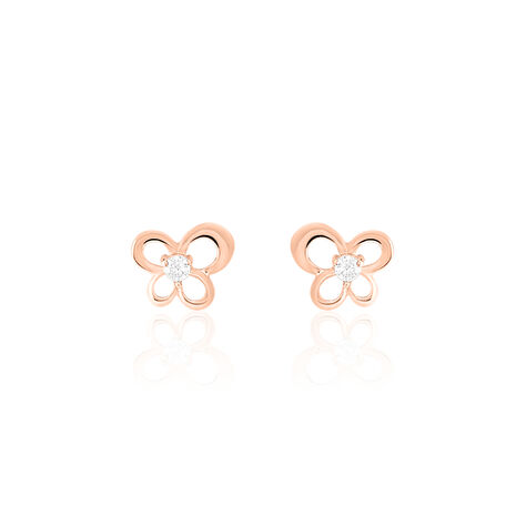 Boucles D'oreilles Puces Eleanor Fleur Or Rose Oxyde De Zirconium - Puces Femme | Marc Orian