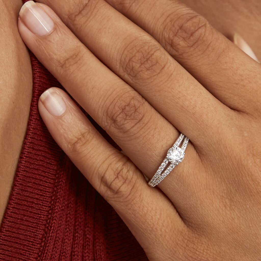 Bague Fina Or Blanc Oxyde De Zirconium - Bagues Solitaire Femme | Marc Orian