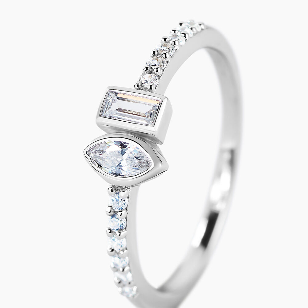 Bague Dua Argent Blanc Oxyde De Zirconium - Bagues avec pierre Femme | Marc Orian