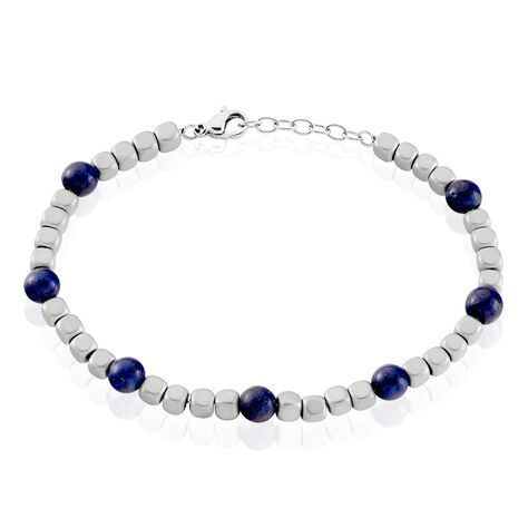 Bracelet Ole Acier Blanc Lapis Lazuli Hématite - Bracelets chaînes Homme | Marc Orian