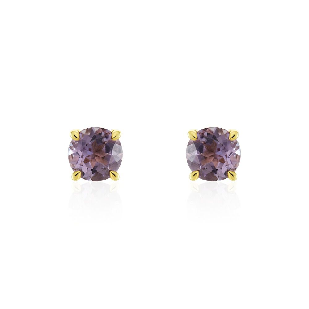 Boucles D'oreilles Puces Elea Or Jaune Amethyste Violet - Puces Femme | Marc Orian
