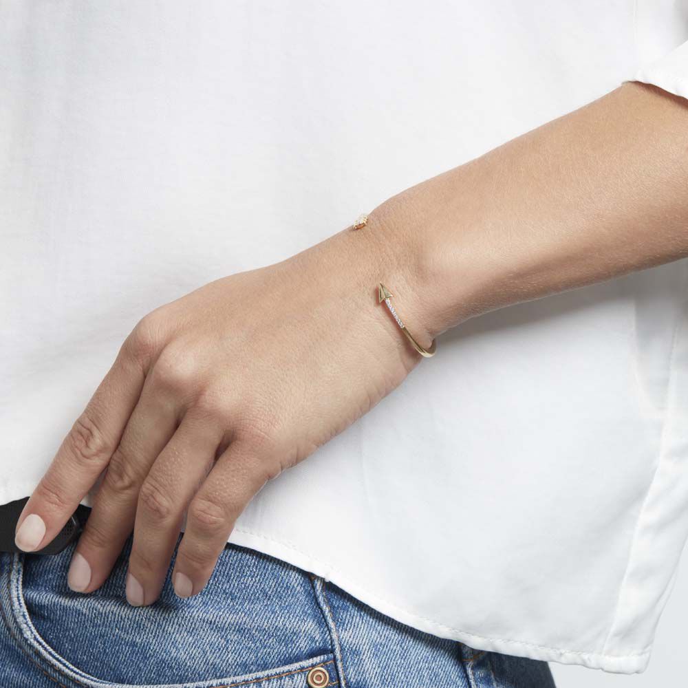 Bracelet Jonc Lidye Plaque Or Jaune Oxyde De Zirconium - Bracelets joncs Femme | Marc Orian