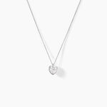 Collier Coeur Serti Clos Or Blanc Oxyde De Zirconium - Colliers avec pierres Femme | Marc Orian