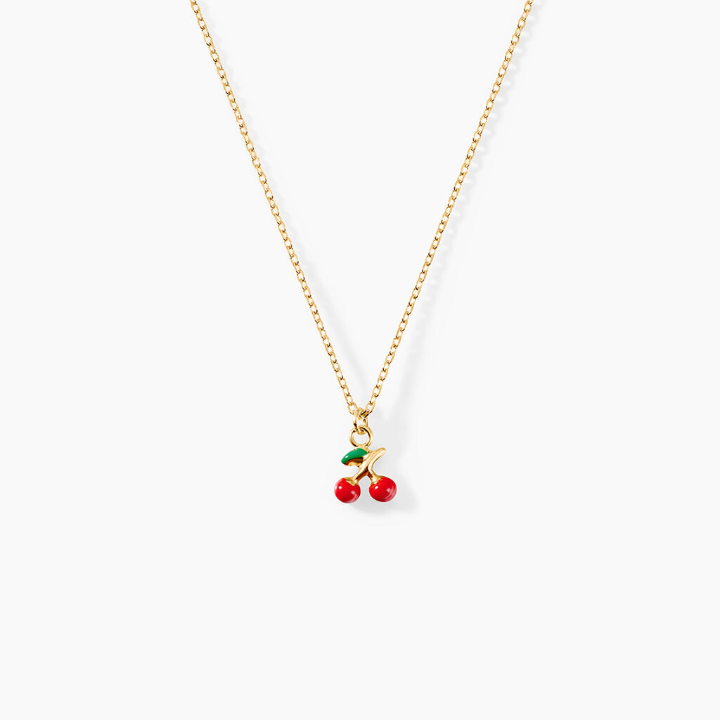 Collier Cherry Cerise Argent Dor&eacute; A L'Or 750/1000 - Colliers ete Enfant | Marc Orian