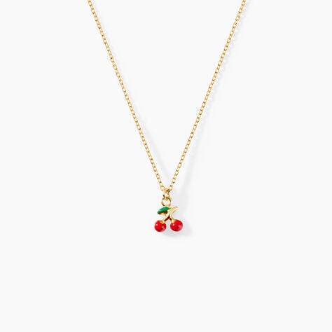 Collier Cherry Cerise Argent Dor&eacute; A L'Or 750/1000 - Colliers ete Enfant | Marc Orian