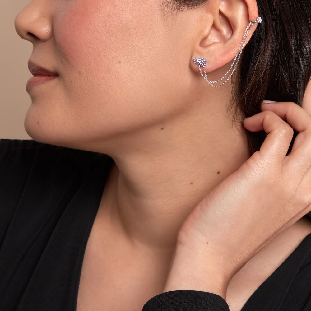 Bijou D'oreille Unitaire Grimpant Argent Blanc Oxyde De Zirconium - Piercings d'oreilles Femme | Marc Orian