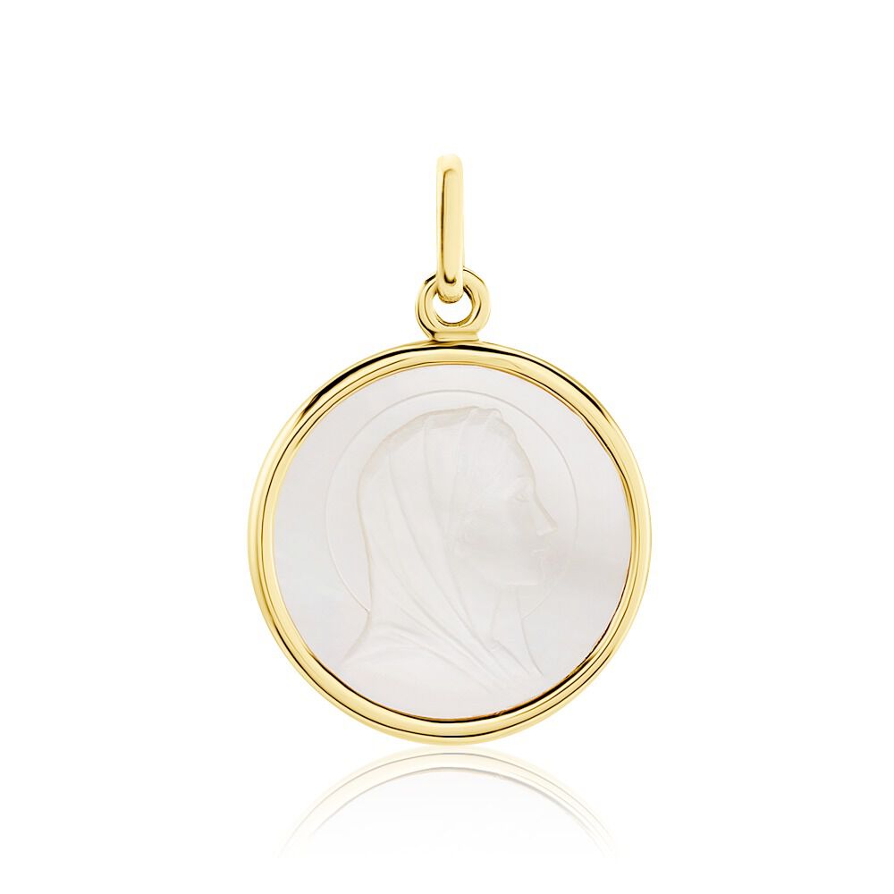 Pendentif Marie Or Jaune Nacre - Médailles et médaillons Famille | Marc Orian