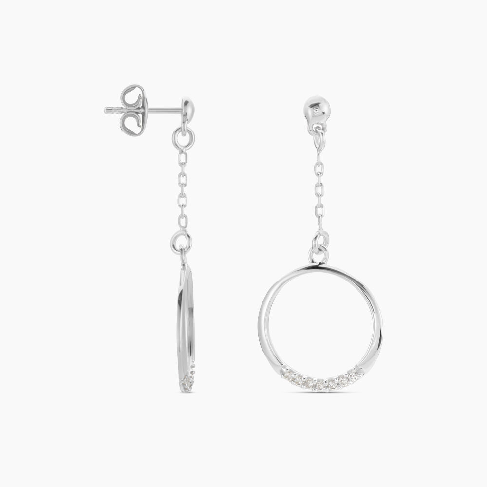 Boucles D'oreilles Pendantes Amma Argent Blanc Oxyde De Zirconium - Pendantes Femme | Marc Orian