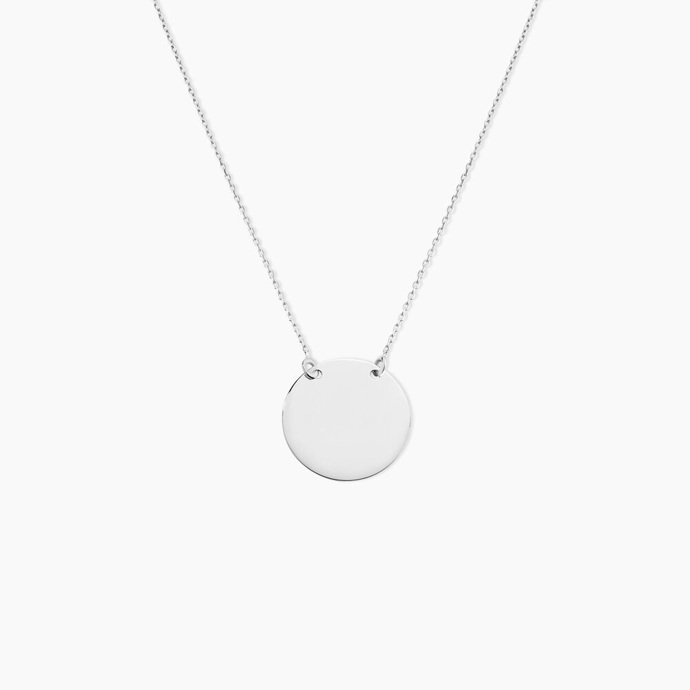 Collier Helenia Pastille Gravable Or Blanc - Bijoux personnalisés Enfant | Marc Orian