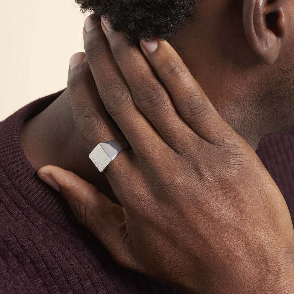 Chevalière Cillian Argent Blanc - Chevalières Homme | Marc Orian