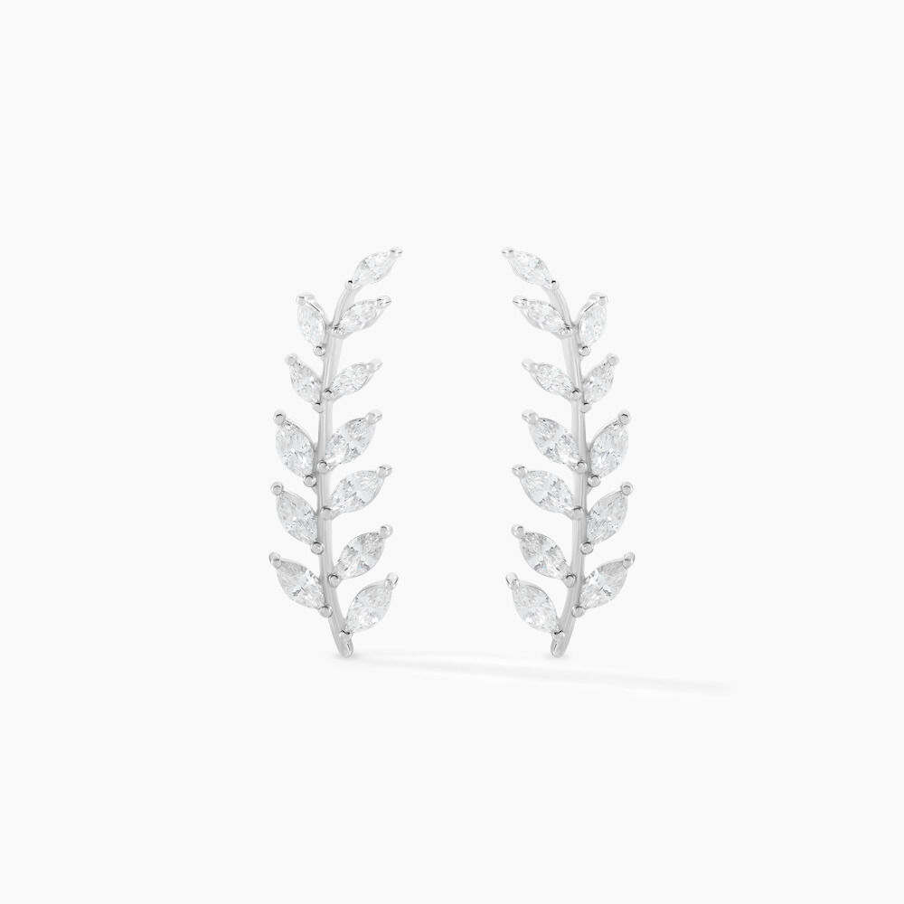 Boucles D'oreilles Grimpantes Sakira Argent Blanc Oxyde De Zirconium -  Femme | Marc Orian