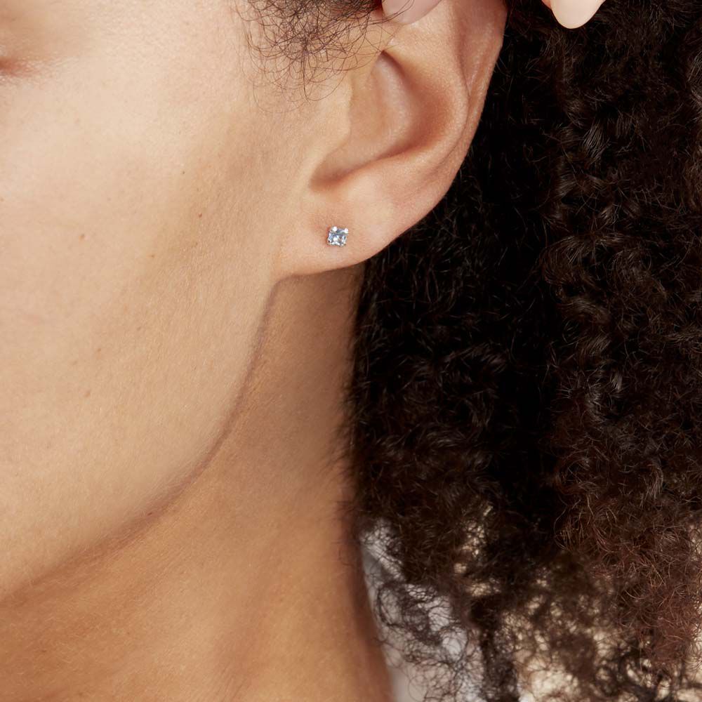 Boucles D'oreilles Puces Doreen Carre Or Blanc Oxyde De Zirconium - Puces Femme | Marc Orian