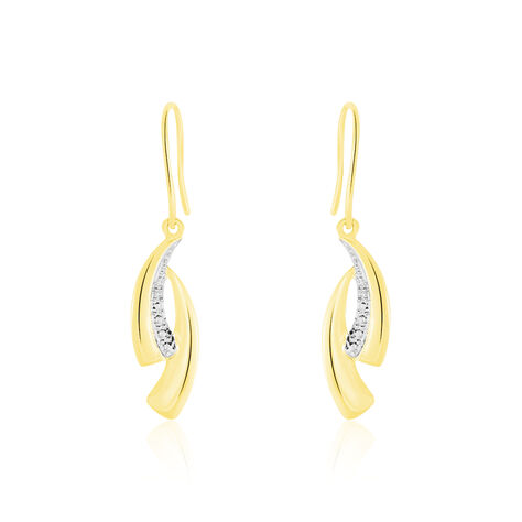Boucles D'oreilles Pendantes Aube Or Bicolore Diamant - Pendantes Femme | Marc Orian