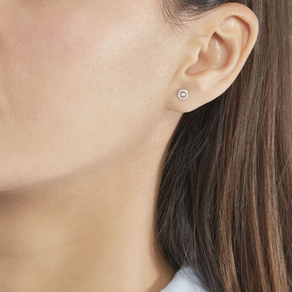 Boucles D'oreilles Puces Domitia Or Blanc Diamant - Puces Femme | Marc Orian
