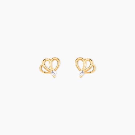 Boucles D'oreilles Puces Edvige Fleur Or Jaune Oxyde De Zirconium - Puces Femme | Marc Orian
