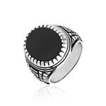Bague Argent Blanc Thimeo Agathe Noire - Bagues de promesse Homme | Marc Orian