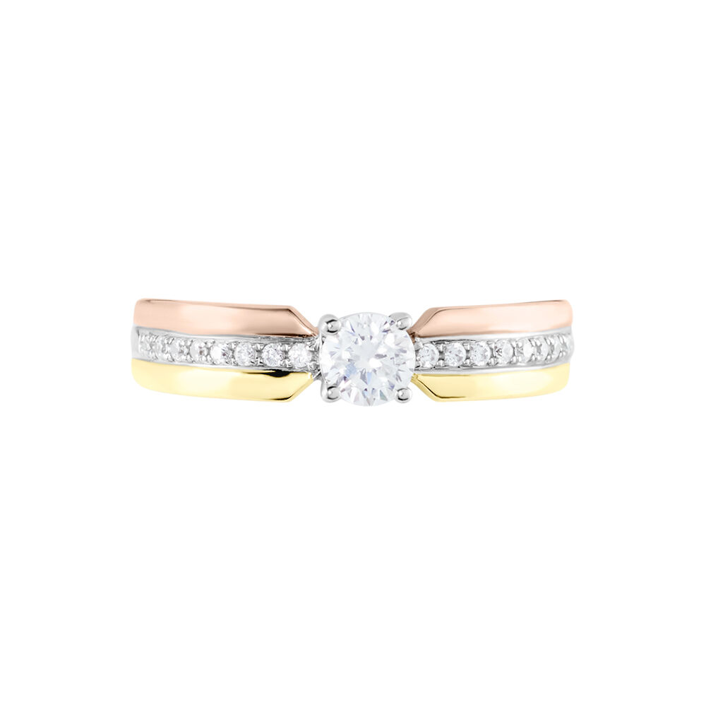 Bague Or Tricolore Perseus Oxyde De Zirconium - Solitaires Femme | Marc Orian
