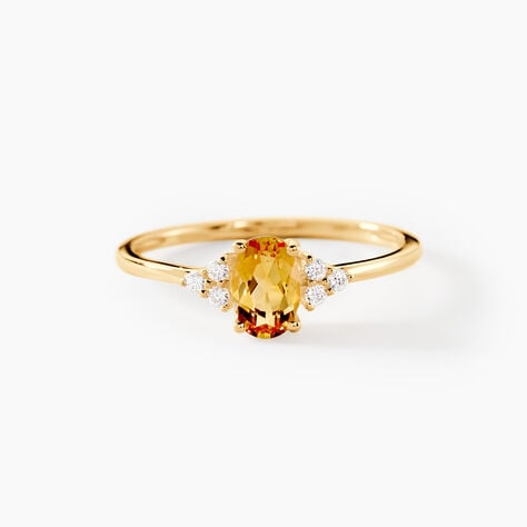 Bague Diapre Or Jaune Citrine Oxyde De Zirconium - Bagues pierres fines Femme | Marc Orian