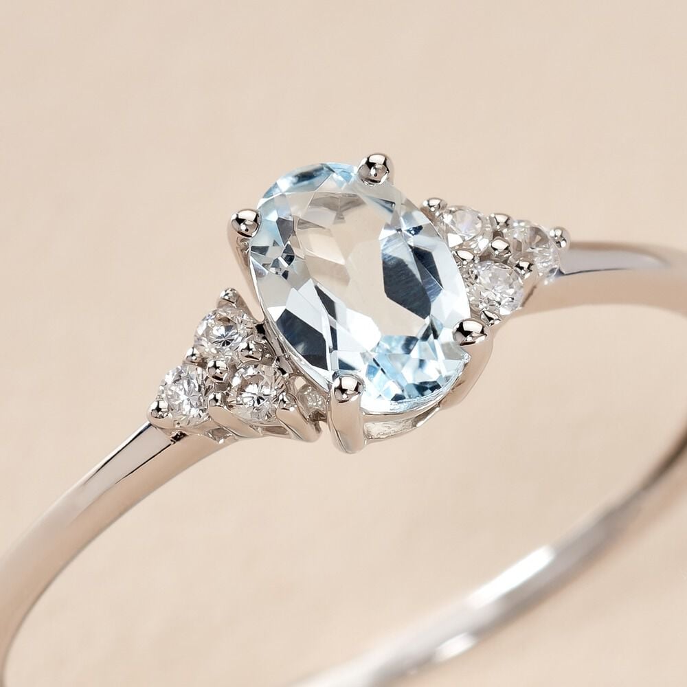 Bague Diapre Or Blanc Topaze Oxyde De Zirconium - Bagues pierres fines Femme | Marc Orian