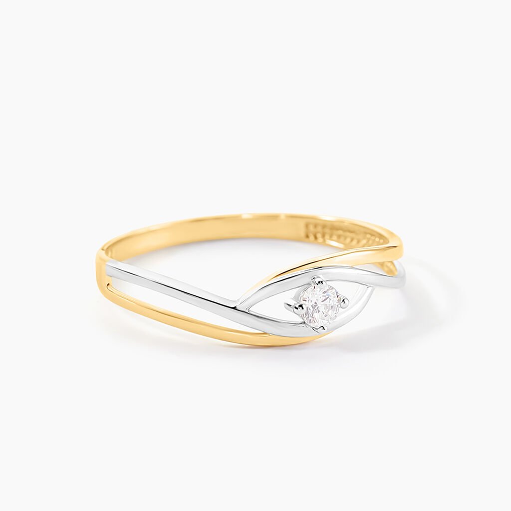 Bague Solitaire Peline Or Bicolore Oxyde De Zirconium - Solitaires Femme | Marc Orian